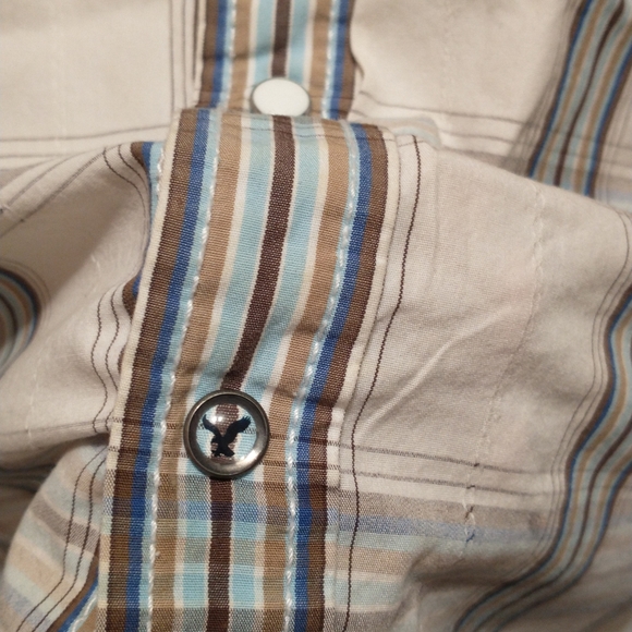American Eagle Plaid Short Sleeves Shirt XL Cotton - Picture 8 of 11